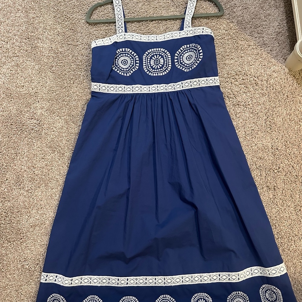Girls Blue Embroidered Sundress